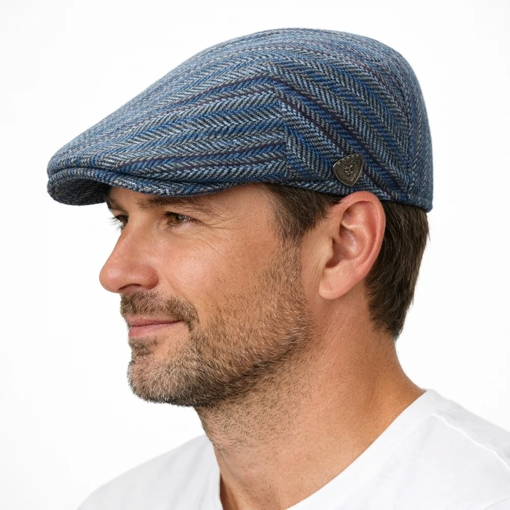 DOBBS Italian Wool Herringbone Newsboy Flat Hat Cap NWT Medium / 57 US 7 1/8